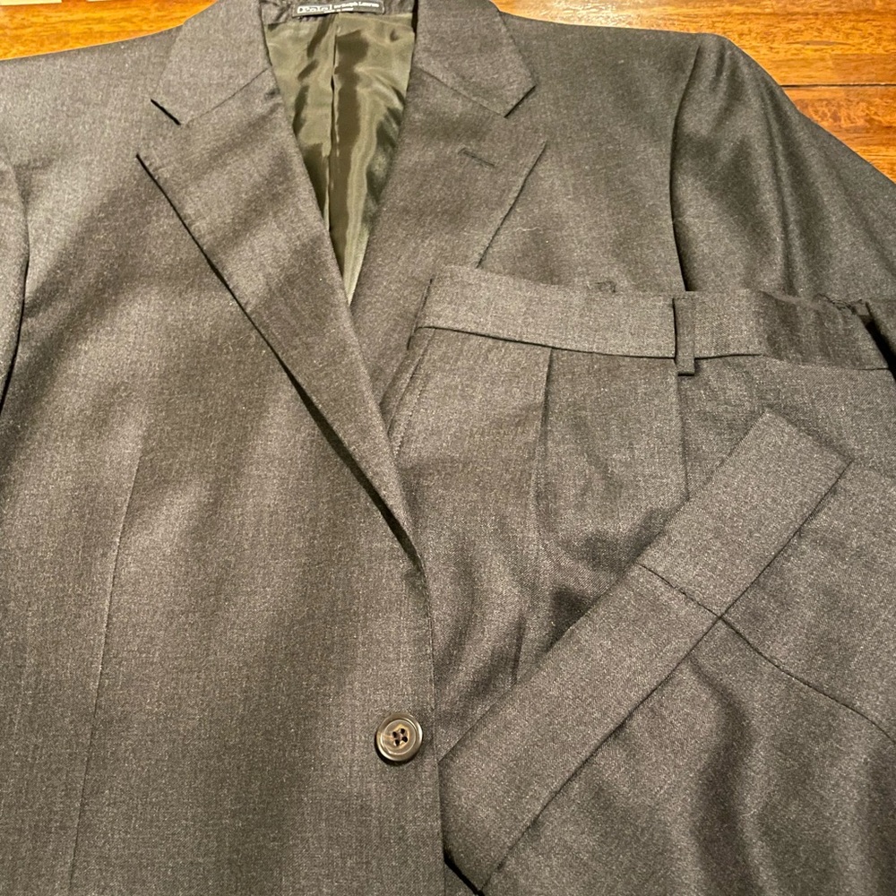 Polo Ralph Lauren charcoal gray 42L single breasted 2 button timeless suit.